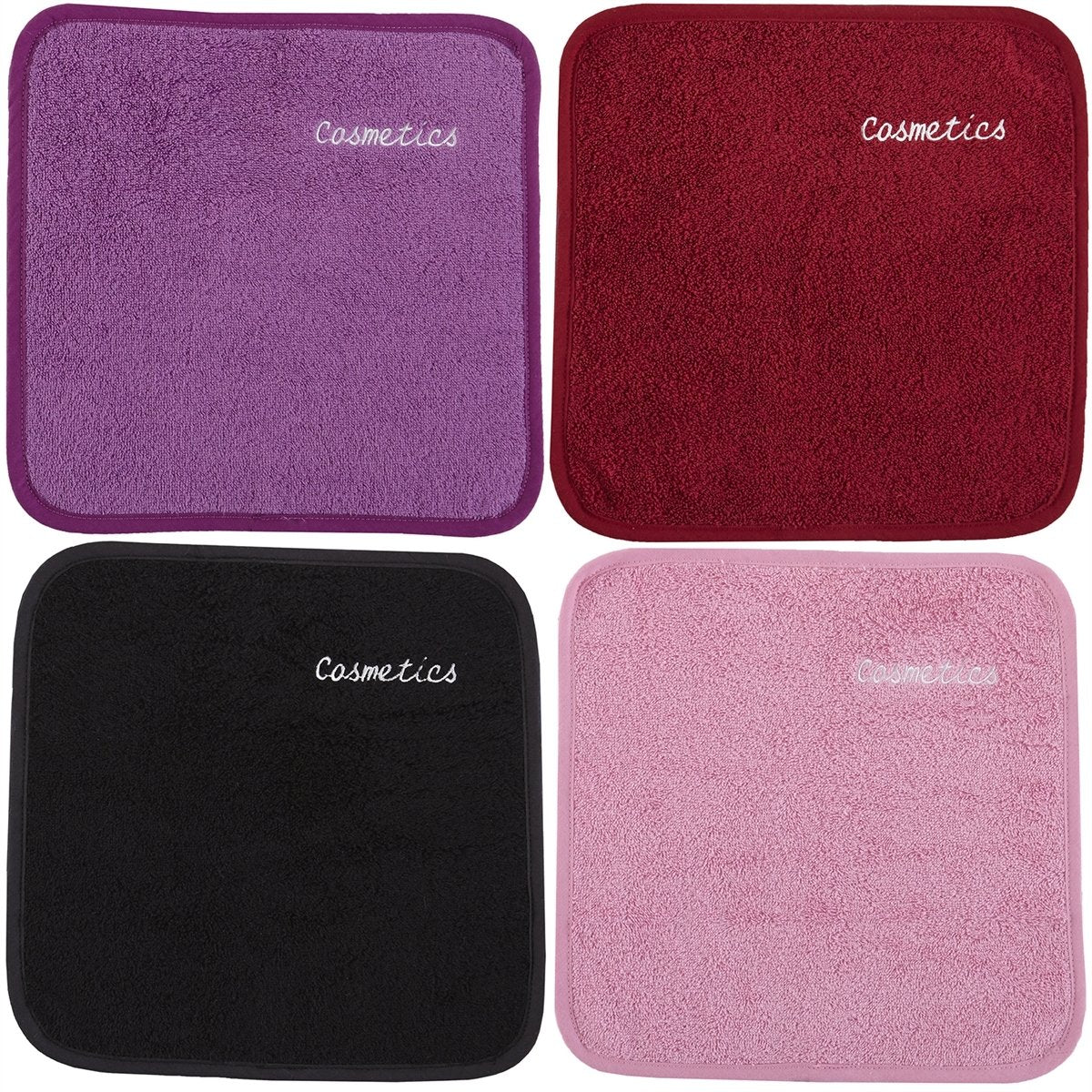 Parador® Chic Embroidered Cosmetics Removal Facecloths Set of 4, Embroidered Makeup Towels 13