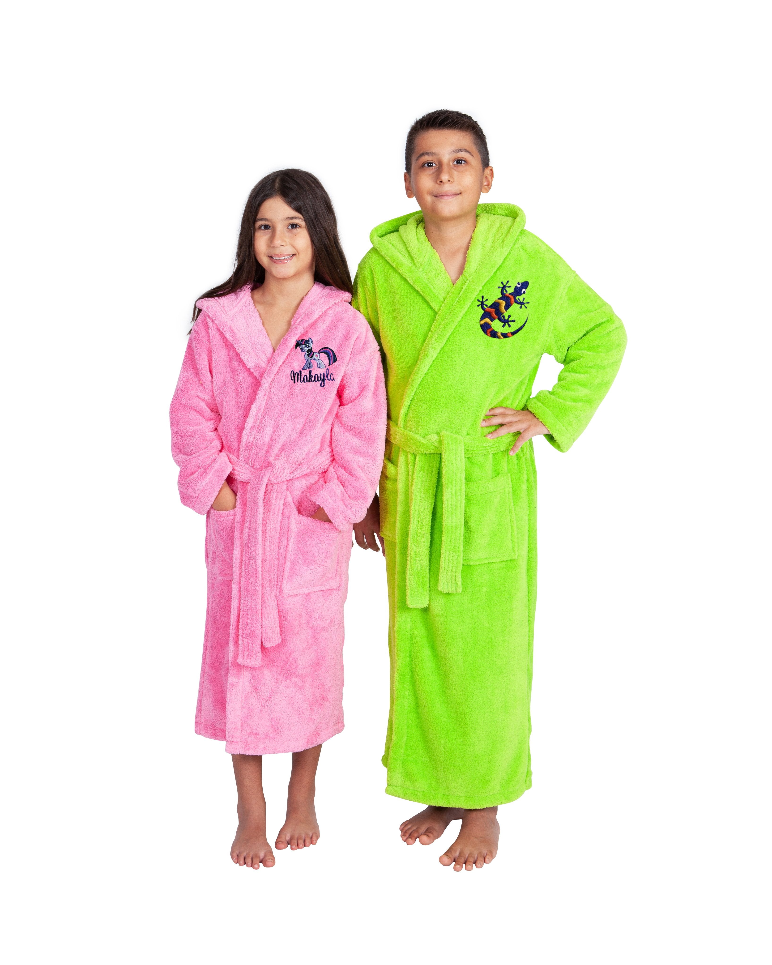 Parador® Kids Personalized, Fleece Plush, 300 GSM, Soft and Warm Hooded Bathrobe | Made in Turkey, Monogrammed for Girls and Boys