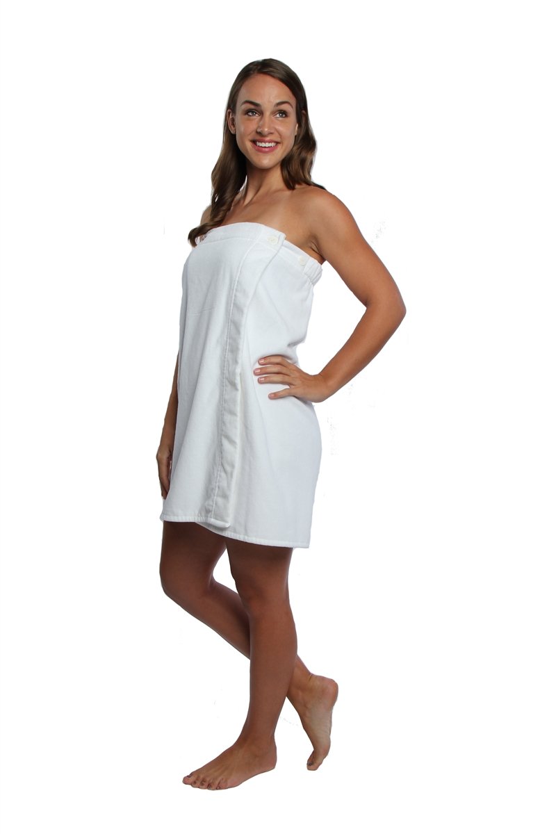 Turkish Cotton Terry Velour Adjustable Body Wrap Towel for Men (White, One  Size)