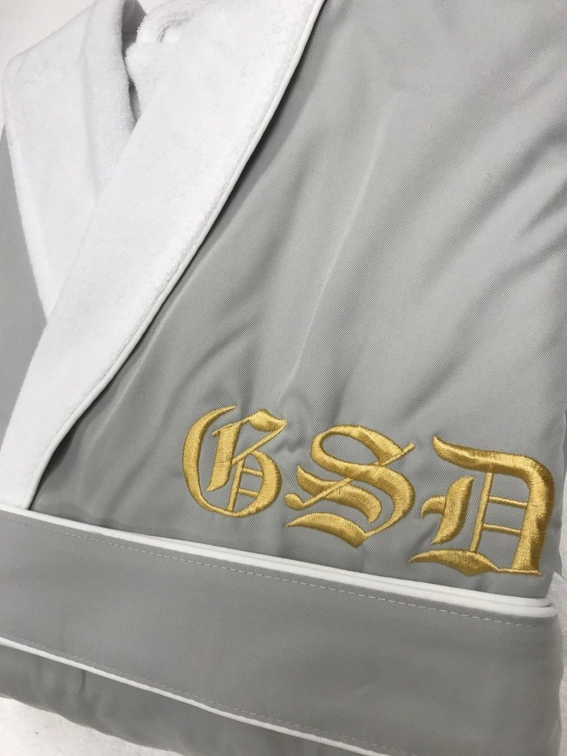 SPA Robe Personalized Luxury for Weddings, Anniversary, Graduations - 80% Cotton Terry / 20% Microfiber Polyester Exterior