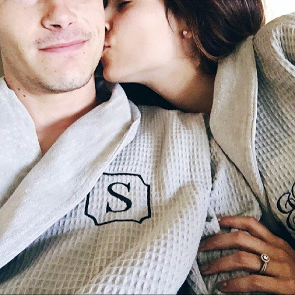 2nd Anniversary Cotton Gift for Couples, Personalized 100% Cotton Waffle/Terry Spa Robe | Made in Turkey, Monogrammed Wedding, Birthday Gift